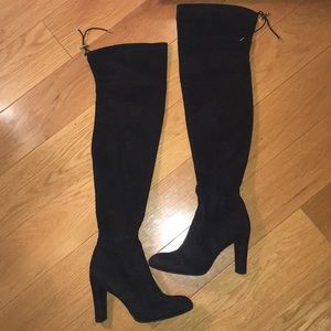 Over the knee black suede boots